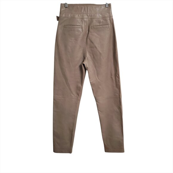Sezane Franklin Trousers Size 34 US 2 Grey/Beige Lamb Leather Lined Pockets - Picture 5 of 16